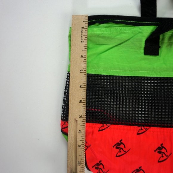 Vintage 80s Neon Green Pink Black Surf Rags Beach Bag 10.5 x 17.5" - Picture 5 of 7